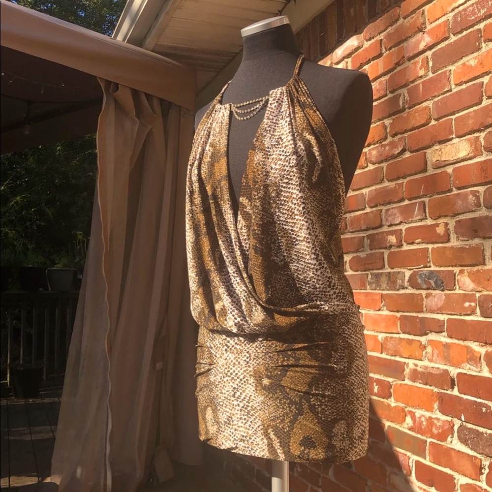 NWOT brown snake print mini dress